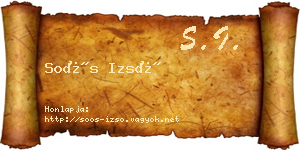 Soós Izsó névjegykártya